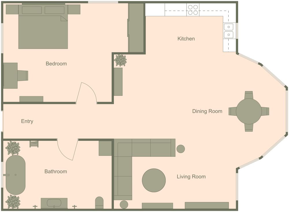 1200 sq ft 2D House Plan