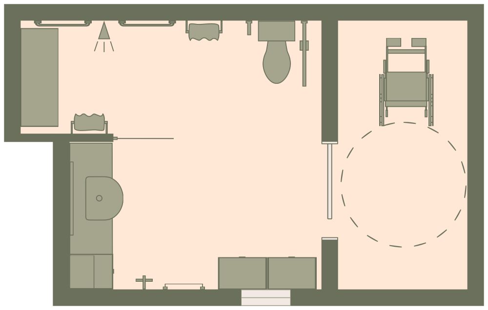 180 sq ft Accessible Bathroom 2D Floor Plan