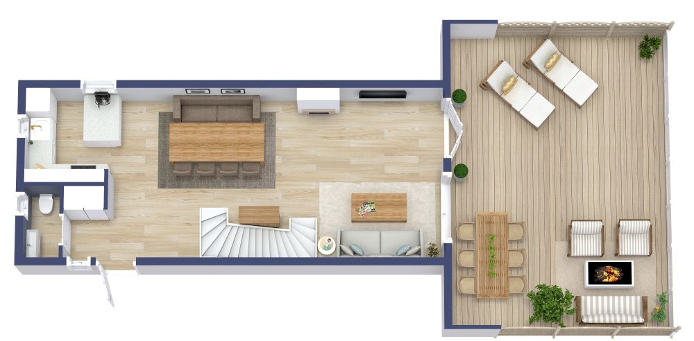 2 Story 3 Bedroom House Plan, Ground Floor