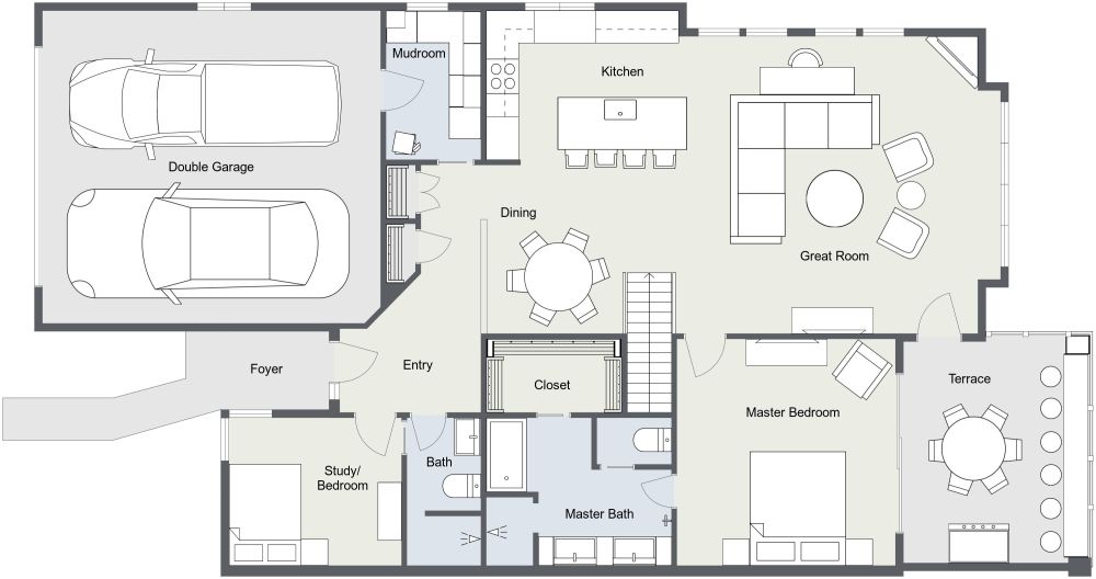 2 Story House Plan With 4 Bedrooms 2D Floor Plan