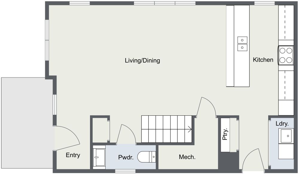 3 Bed 2 Bath Home Design Layout, Ground Floor 2D
