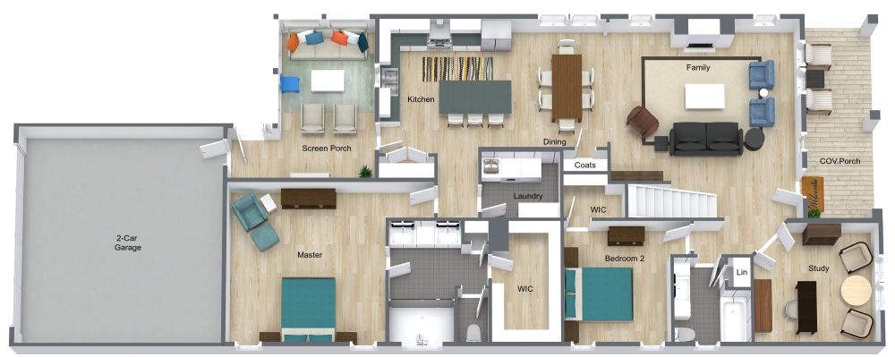 3 Bedroom 3 Bathroom House Plan, Ground Floor