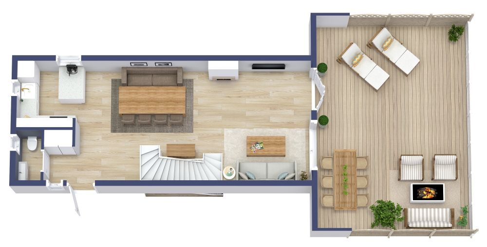 3 Story 5 Bedroom House Plan, First Floor