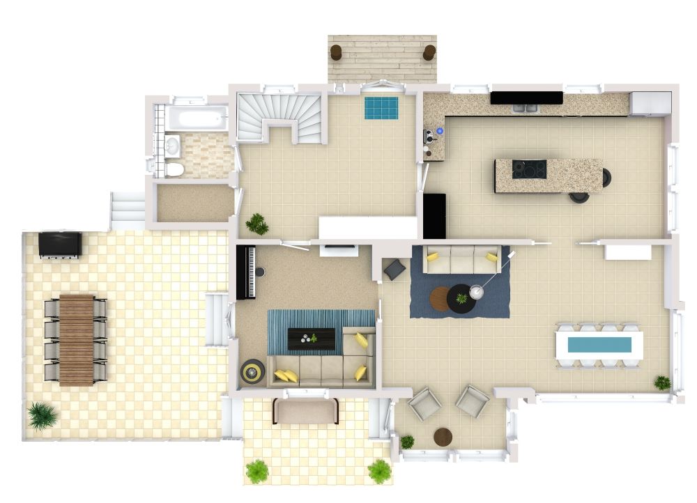 4 Story 6 Bedroom House Plan, Ground Floor