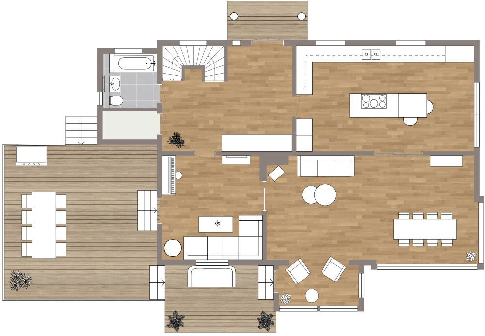 4 Story 6 Bedroom House Plan 2D, Ground Floor