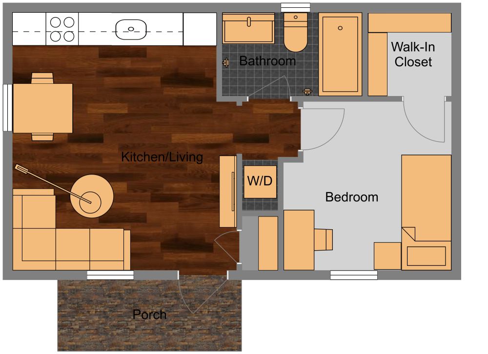 400 sq ft 2D Floor Plan