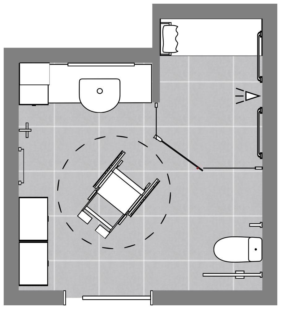 Accessible Bathroom with Large Shower 2D Floor Plan