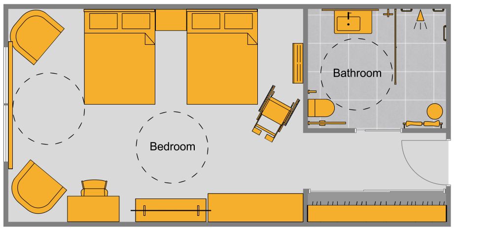 ADA Hotel Room Floor Plan 2D Floor Plan