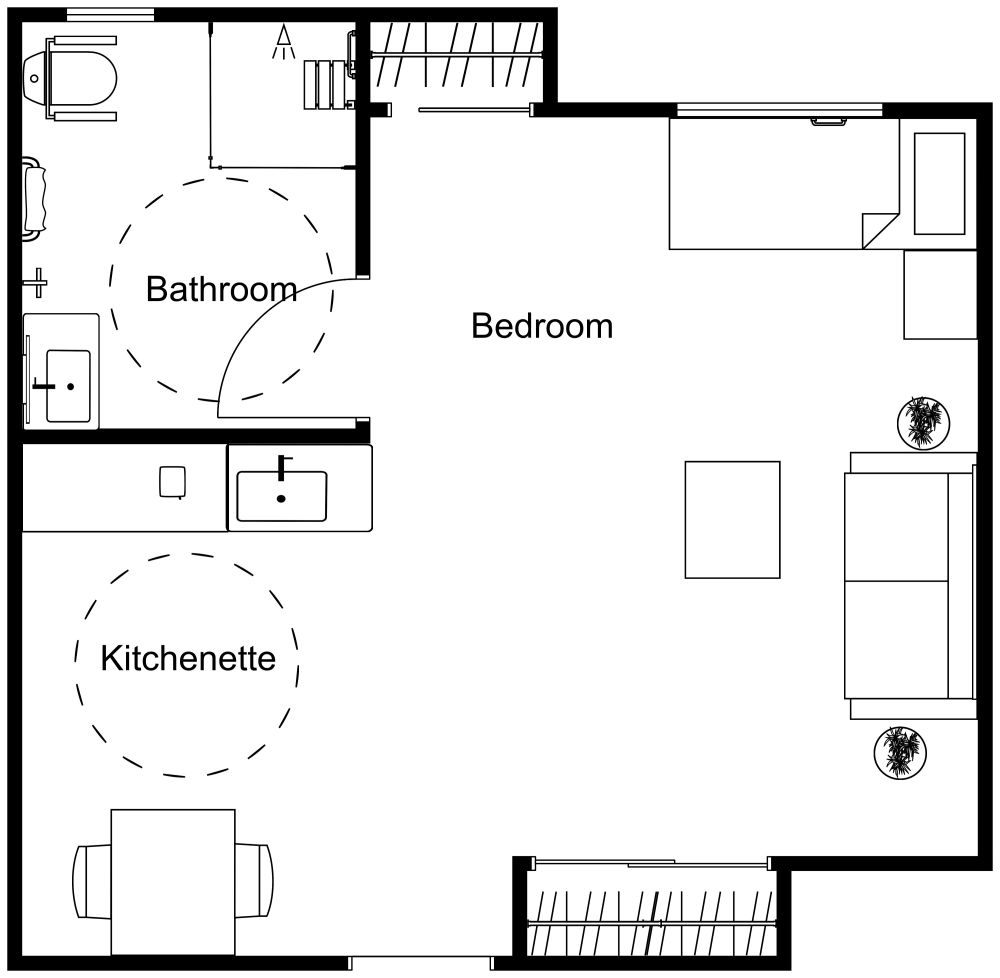 Assisted Living Bedroom 2D Floor Plan