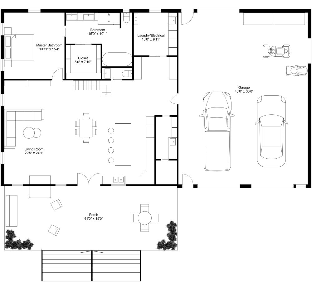 Barndominium 2D House Plan Model 4264
