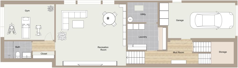 Basement Furniture Layout Idea 2D
