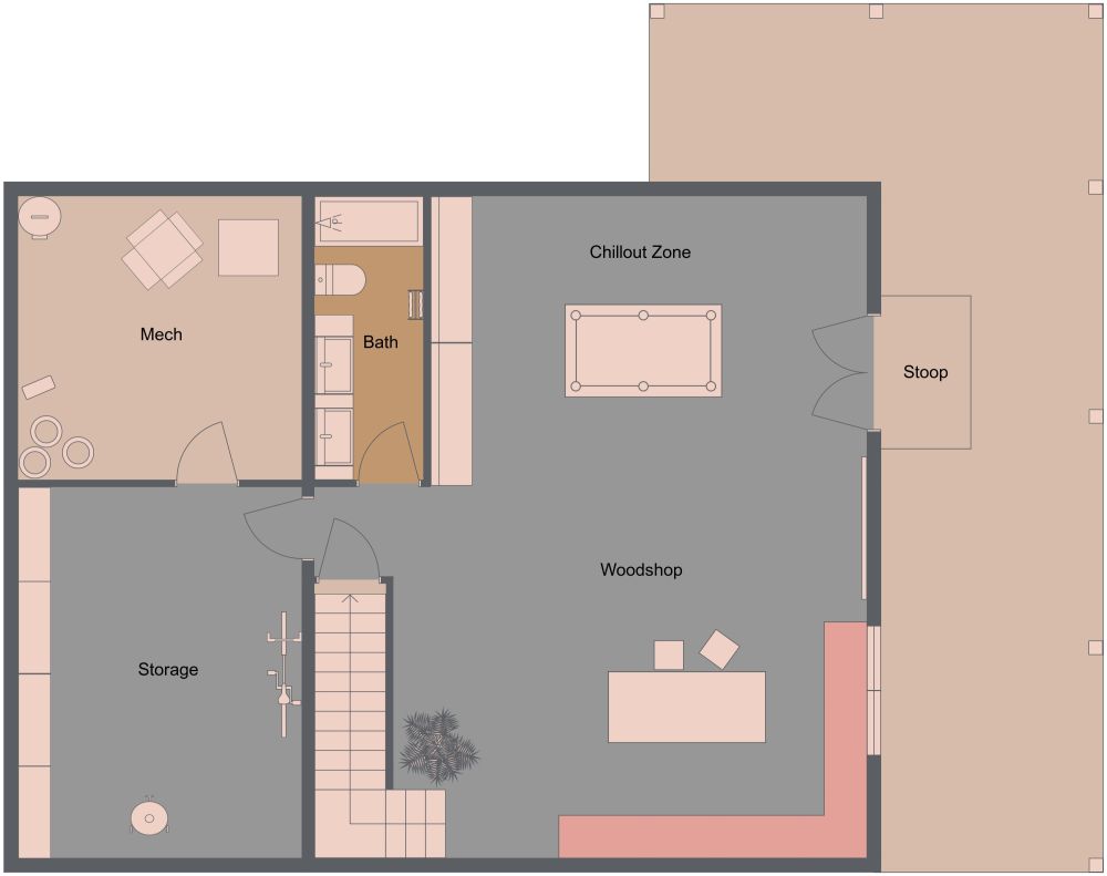Basement Woodshop Layout 2D