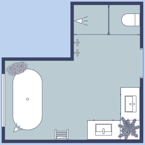 Beach Bathroom Style L-Shape