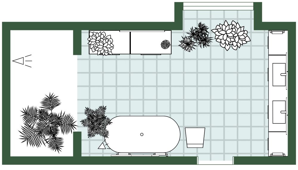 2D Floor Plan Boho Bathroom Décor Ideas