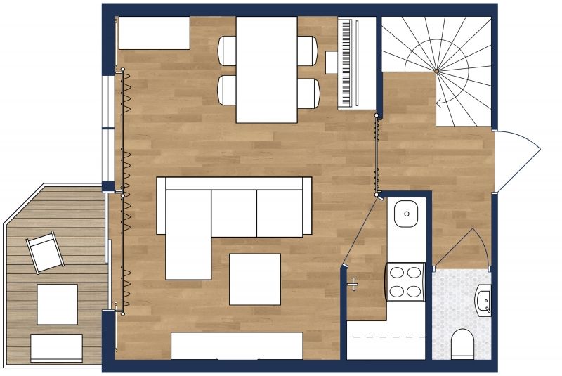 Charming 2 Story 2D Floor Plan With Balcony, Ground Floor