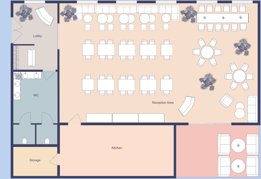 Classic and Stylish Coffee Shop 2D Floor Plan