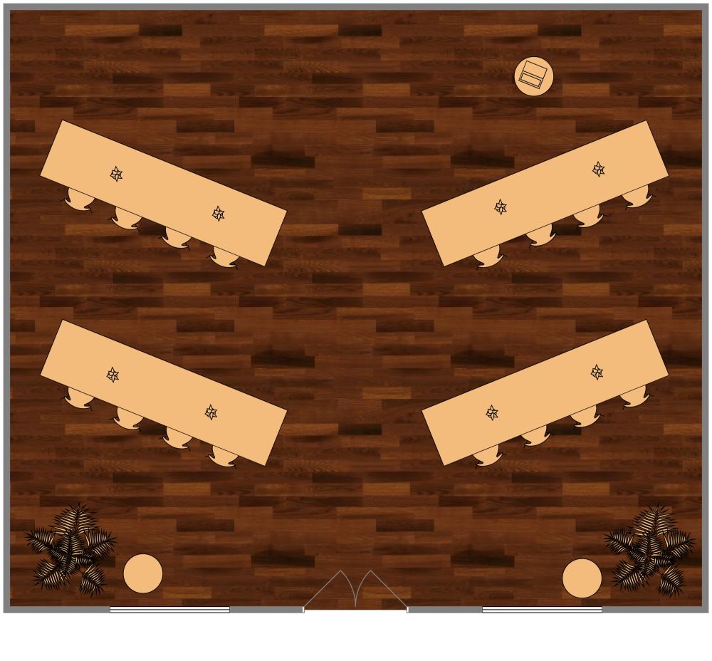 Conference Room 3D Floor Plan V-shaped Style