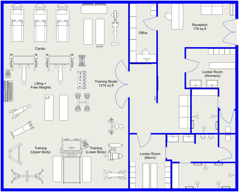 Dark and Masculine Gym 2D Layout 