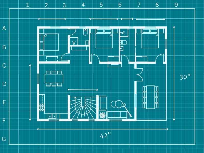 Blueprint with measurements