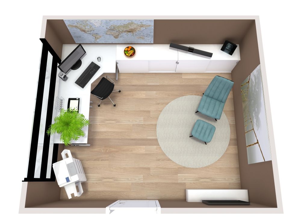 Functional Home Office with Earthy Tones