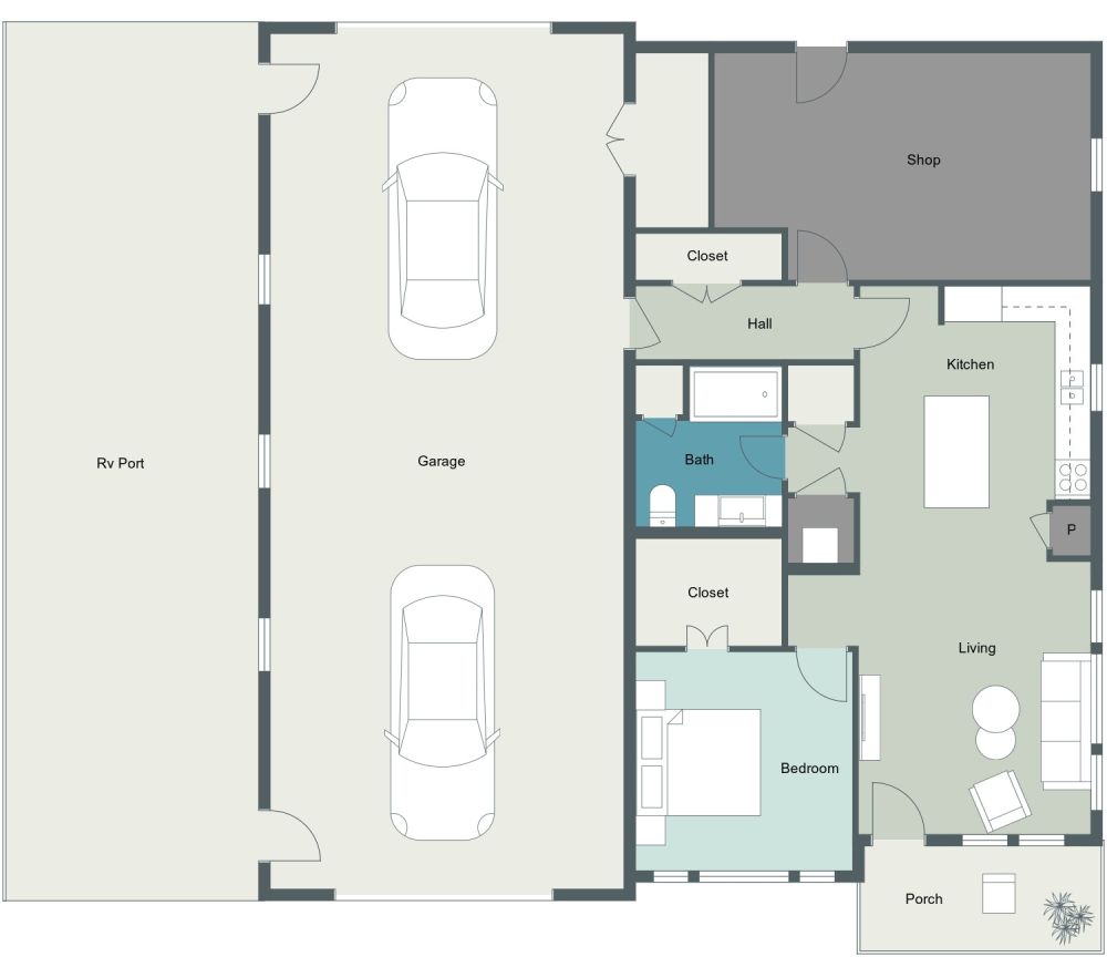 Garage Apartment 2D Floor Plan