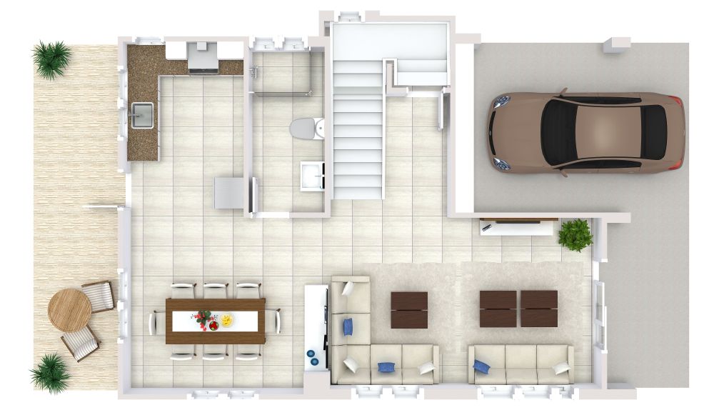 Gorgeous Three Story House Plan With Five Bedrooms, Ground Floor