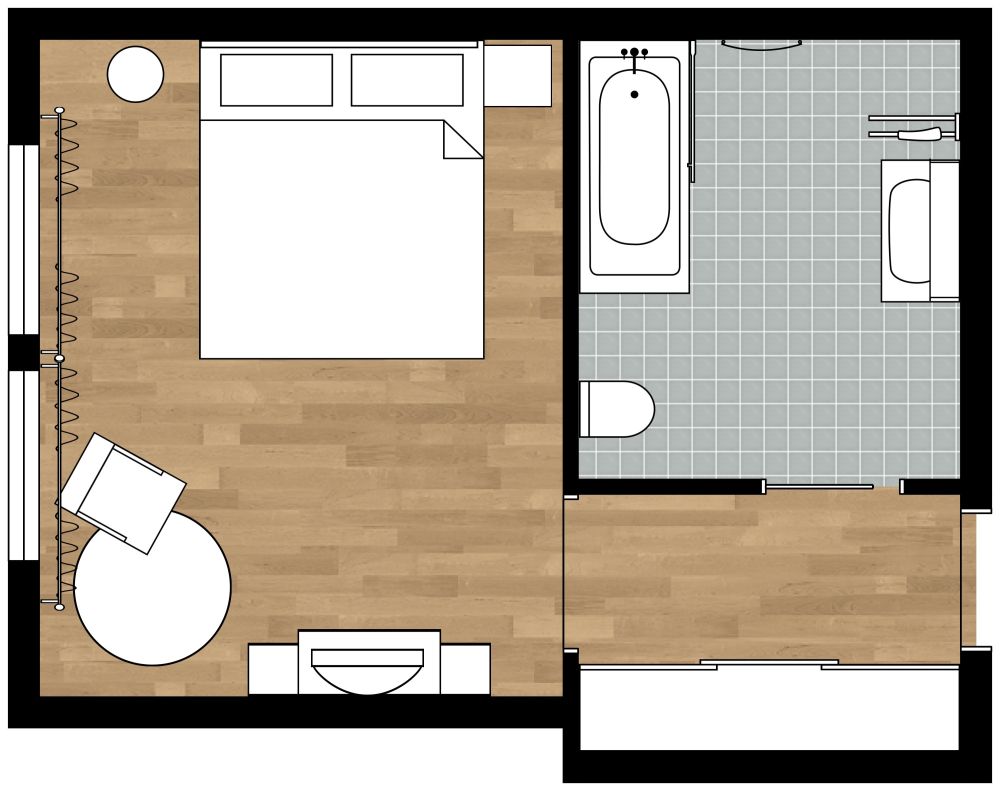 Hotel Room 2D Floor Plan Design