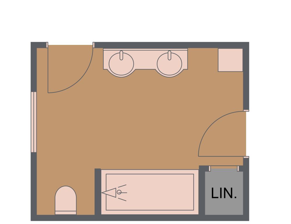 Jack and Jill Bathroom With Hall Access 2D Floor Plan