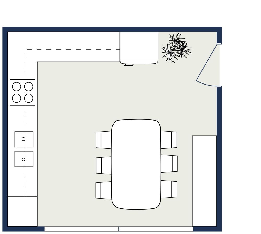 2D Kitchen Floor Plan with Dining Table