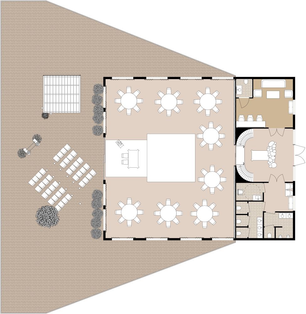 Large Wedding Venue With Outdoor Area and Bridal Suite 2D Floor Plan