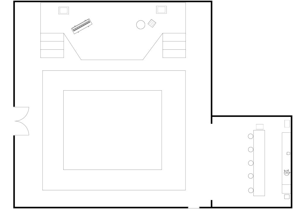 Live music venue with bar 2D floor plan