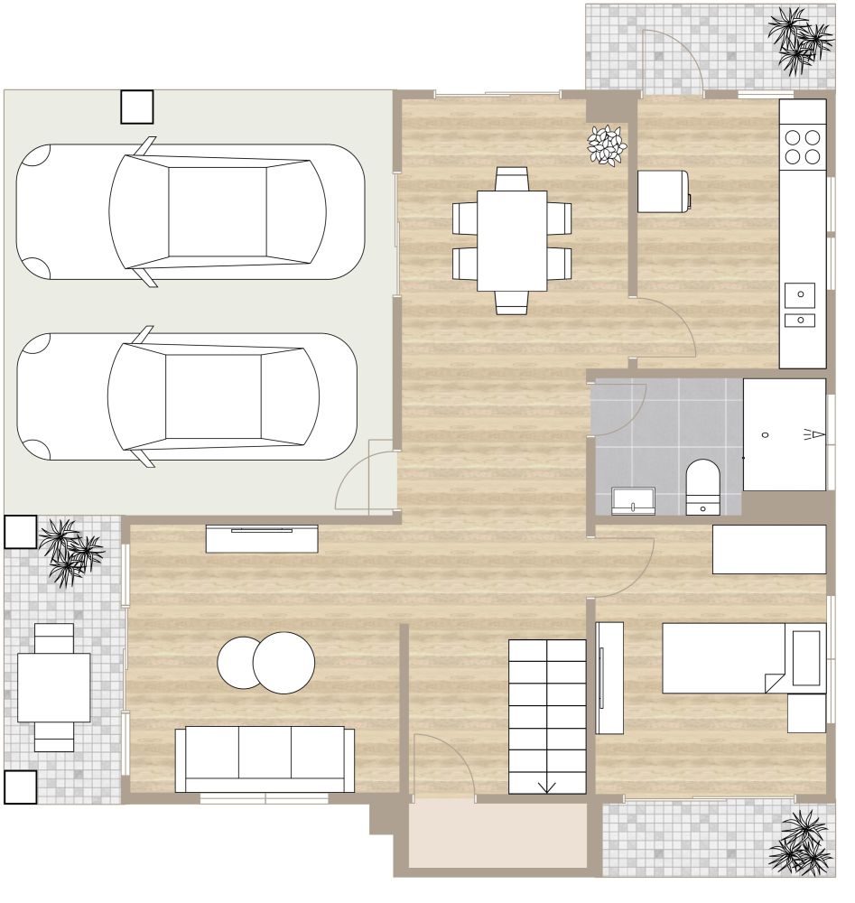 Lovely 5 Bedroom Floor Plan With Balcony, 2D Ground Floor