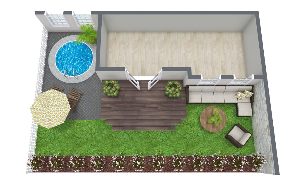 Luscious Garden Design with Flower Bed