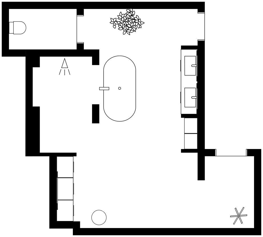 Luxury Bathroom 2D Floor Plan