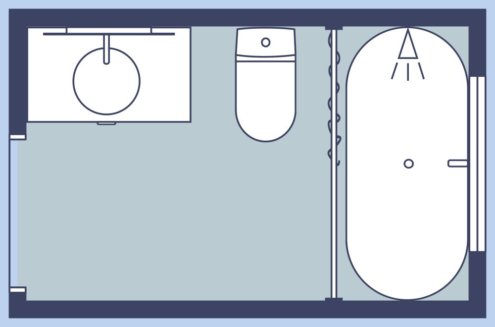 2d floor plan Mid-Century Modern Bathroom Design
