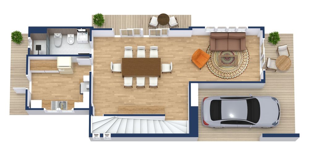 Natural House Plan With Three Stories, Ground Floor