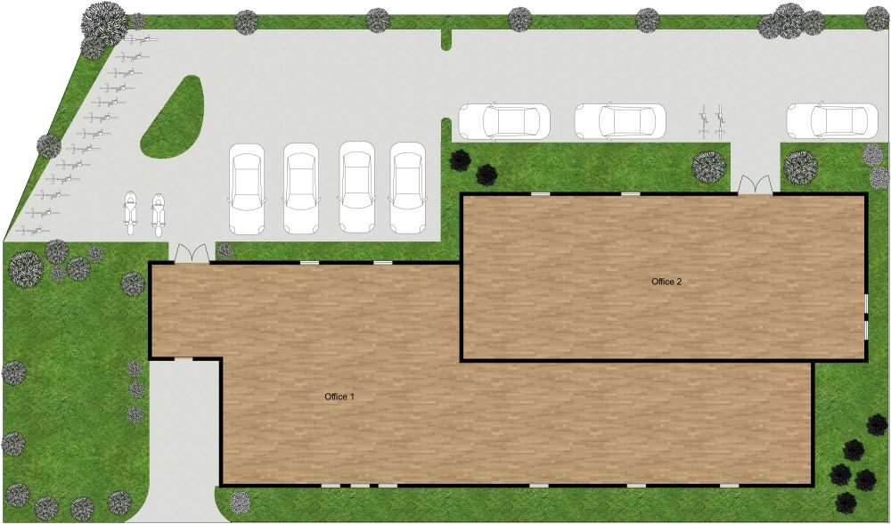 Office Landscape Plan 2D Floor Plan