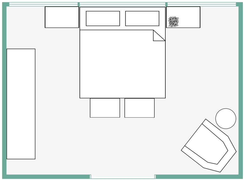 Primary Bedroom Hampton Style 2D Floor Plan