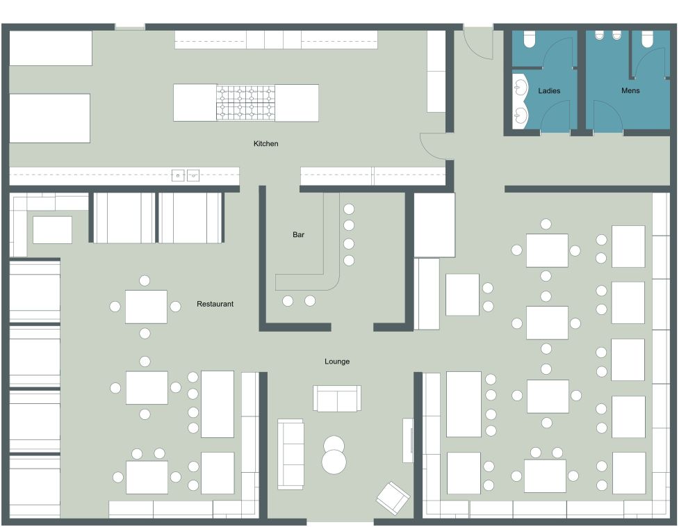 Restaurant Layout 2D Floor Plan