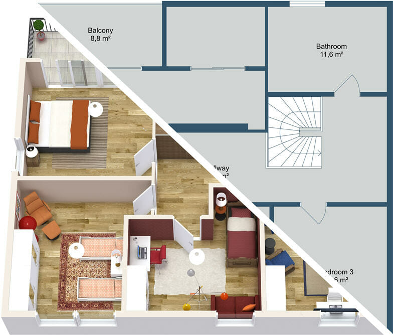 RoomSketcher house plan 2D and 3D