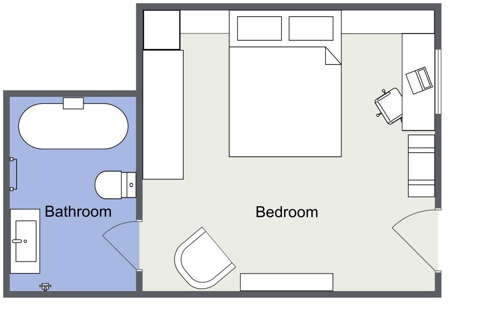 2D Floor Plan Rustic Style Hotel Room Décor