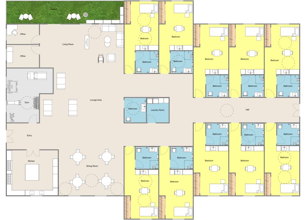 Senior Assisted Living 2D Floor Plan