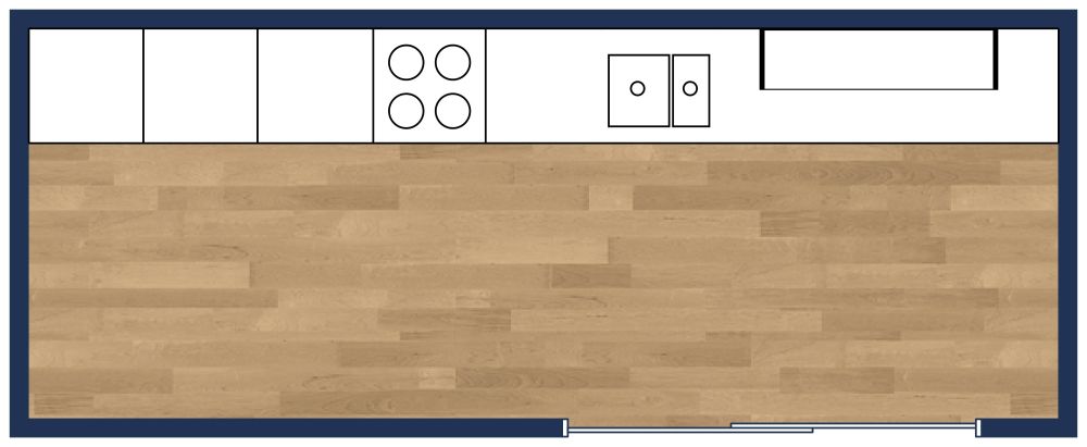 Single Wall Kitchen Design Layout 2D