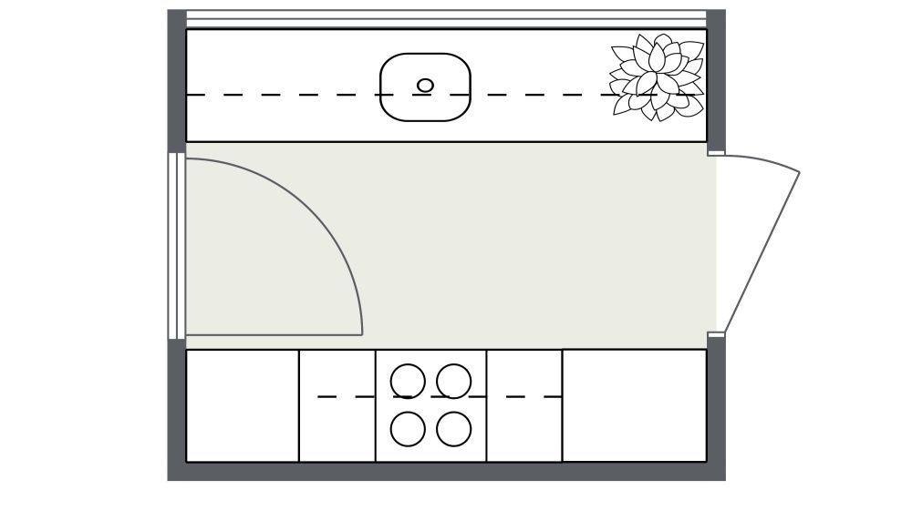 Small Narrow Galley Kitchen Idea 2D Floor Plan