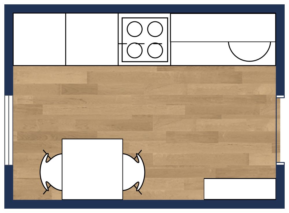 Small Single Wall Kitchen 2D Floor Plan