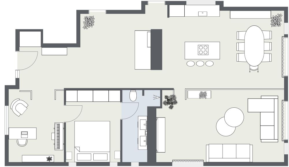 Spacious 1 Bedroom Home With Office 2D Floor Plan