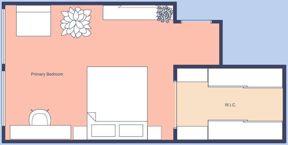 Spacious Primary Bedroom 2D Floor Plan