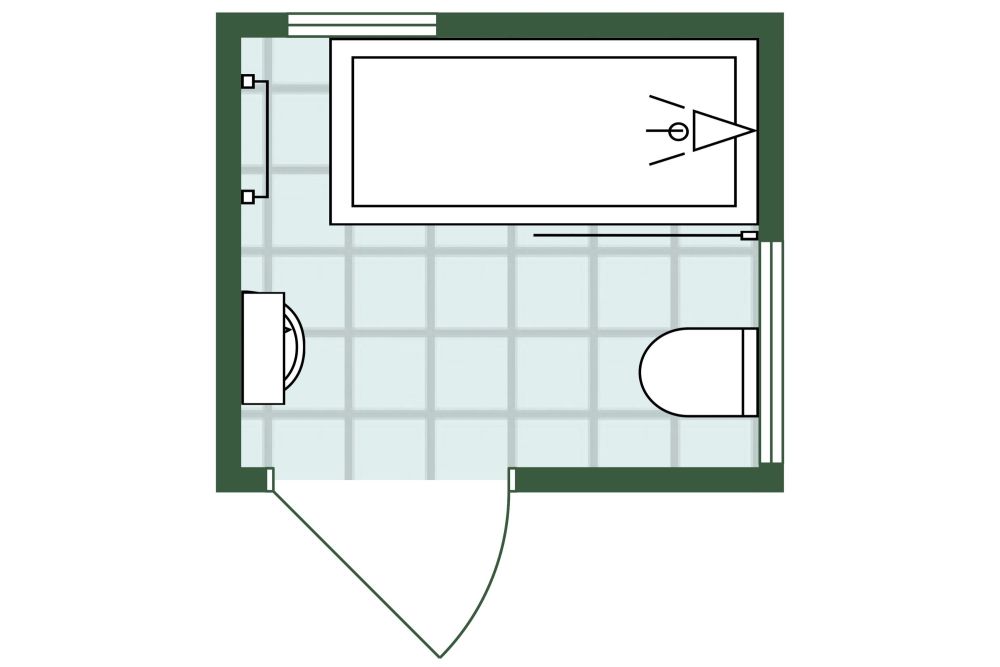 Square Craftsman Style Bathroom 2D floor plan