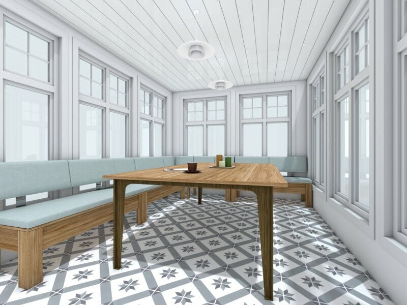 3D Photo of a sunroom.