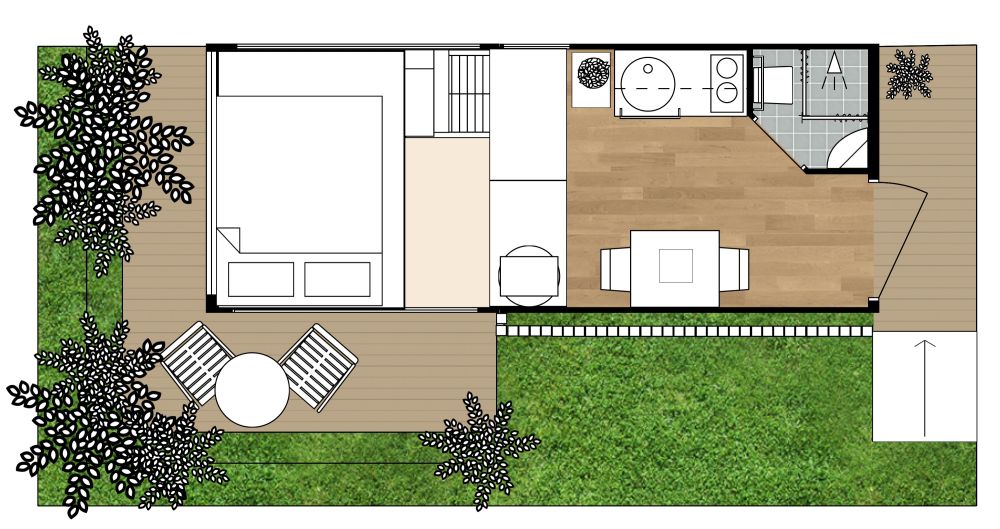 Tiny House 2D Floor Plan With Loft